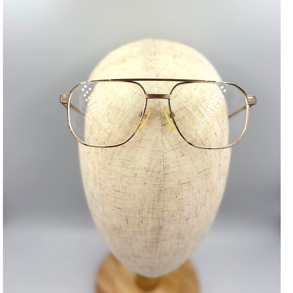 Nikon 56016 Eyeglass Frames Men 56-16 Gold Aviator Double Bridge Vintage